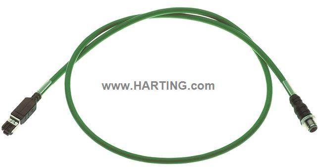 HARTING-09457005023 Andere Kabelbaugruppen Cable Assembly Ethernet 1.5m 22AWG RJ-45 to M12 Circular 4 to 4 POS M-M