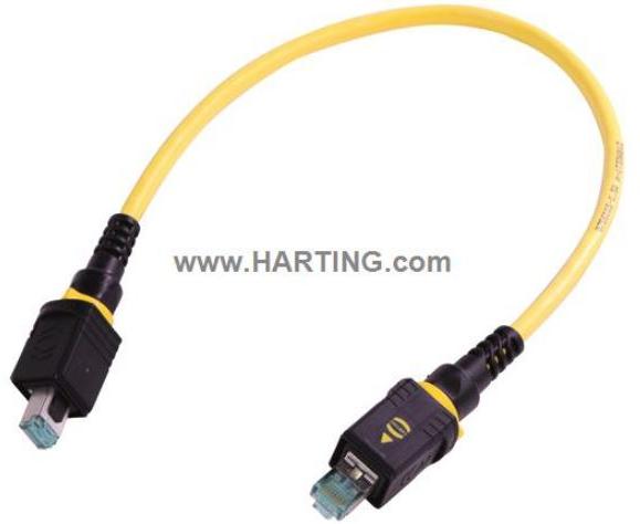 HARTING-09482828758005 null Cable Assembly Round Copper Cable 0.5m 26AWG RJ-45 to RJ-45 8 to 8 POS M-M Crimp-Crimp