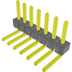 Conn Unshrouded Header HDR 7 POS 2.54mm Solder RA Side Entry Thru-Hole Bulk