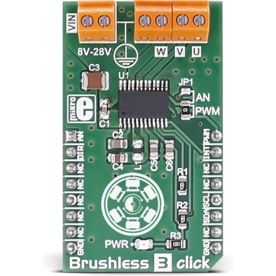 MikroElektronika-MIKROE-2766 Cartes et kits de développement de gestion de la puissance DRV10983 Motion Motor Control Click Board
