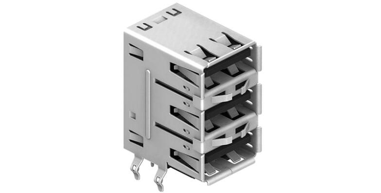 CnC Tech, LLC-1002-012-01020 Connector USB Conn USB Type A RCP 4/4/4 POS 2mm/2.5mm Solder RA Thru-Hole 12 Terminal 3 Port