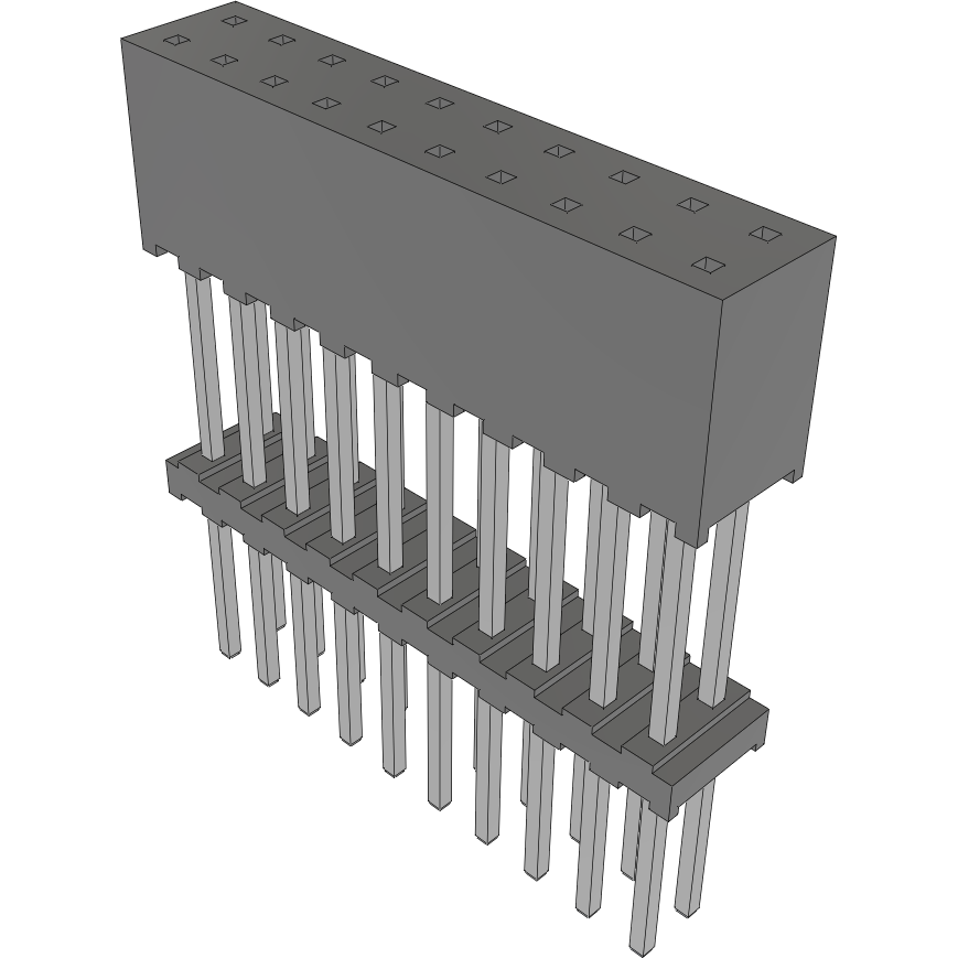 Samtec-ESQT-110-02-F-D-590 Connector Headers and PCB Receptacles Conn Elevated Socket SKT 20 POS 2mm Solder ST Top Entry Thru-Hole Layer