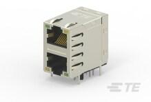 TE Connectivity-2301997-9 Connector Telephone and Telecom Conn RJ-45 F 16 POS 1.27mm Solder RA Thru-Hole 16 Terminal 2 Port Cat 5 Tray