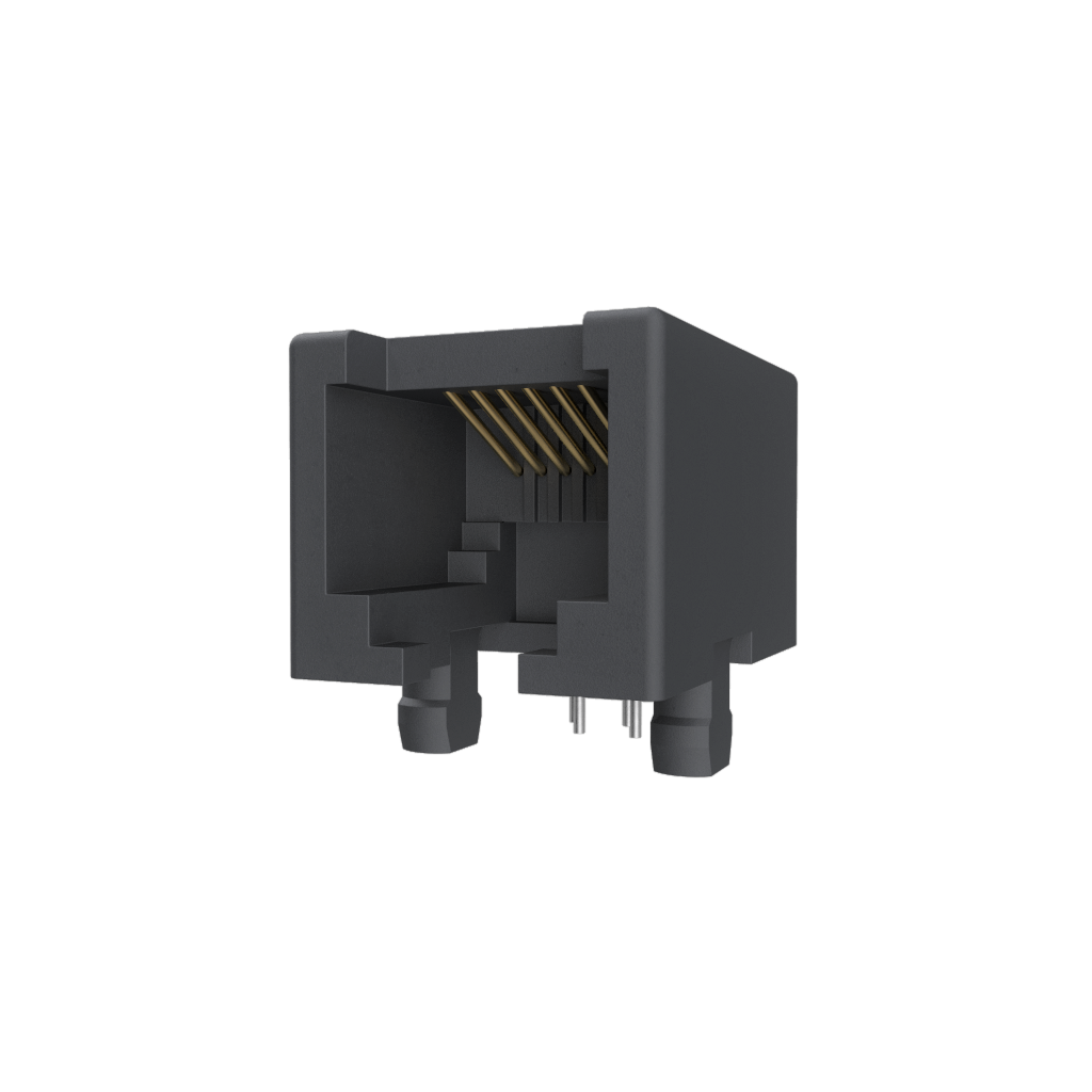 Amphenol Communications Solutions-54601-906WPLF Connector Telephone and Telecom Modular Jack, Input Output Connectors, Cat 3 Single Modular Jack, Horizontal, Board Through Mount, 6P6C, 1 Port