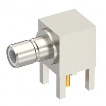 Radiall-2010-7511-000 RF-Steckverbinder Conn SMB 50Ohm Solder RA Thru-Hole PL Gold Over Nickel