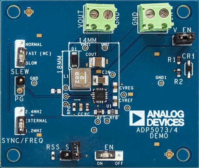 Analog Devices-ADP5073CP-EVALZ Cartes et kits de développement de gestion de la puissance ADP5073 DC to DC Converter and Switching Regulator Chip Evaluation Board