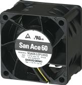 SANYO DENKI-9GA0612P1K03 Gebläse und Lüfter DC Fan Axial Ball Bearing 12V 10.8V to 13.2V 53CFM 59dB 60 X 60 X 38mm Low Noise/Low Power Consumption