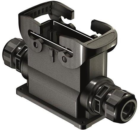 HARTING-19431160272 Schrumpfbalgenadapter Surface Mount Housing 90° 16/B Shell Size Glass Fibre Reinforced Polyamide Double Lock