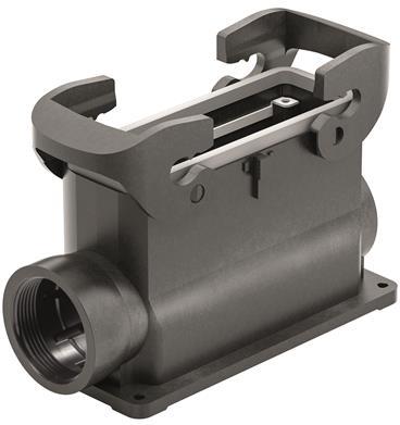 HARTING-19432240232 Adaptadores de manguitos ajustables Surface Mount Housing 90° 24/B Shell Size Glass Fibre Reinforced Polyamide Double Lock