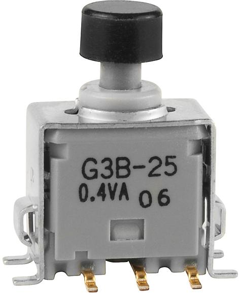 NKK Switches-G3B25AB-S-YA Switch Push Button Switch Push Button ON (ON) DPDT Round Plunger 0.1A 28VAC 28VDC 0.4VA Momentary SMD Gull Wing Stick