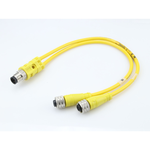 Cable Assembly Splitter 1.5m 18AWG M12 Circular to 2M12 Circular 4 to 3 POS M-F