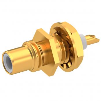 Radiall-R112553000 RF-Steckverbinder Conn SMC 0Hz to 10GHz 50Ohm Solder Pot ST Panel Mount RCP Gold Over Nickel