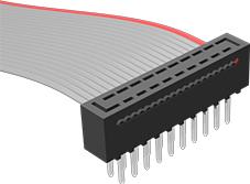 Samtec-HCMD-13-T-09.12-01-N-RD04 Flachband Kabelbaugruppen Cable Assembly 0.23m 28AWG 2.54mm 26 to 26 POS IDC Connector to 2(IDC Connector) F-M Skin