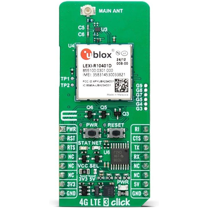 MikroElektronika-MIKROE-6396  LEXI-R10401D Cellular Module Click Board