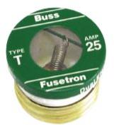 Eaton-T-25 Sicherungen Fuse Plug Slow Blow Acting 25A 125V Thread Mount Plug 29.46 X 34.93mm Box UL