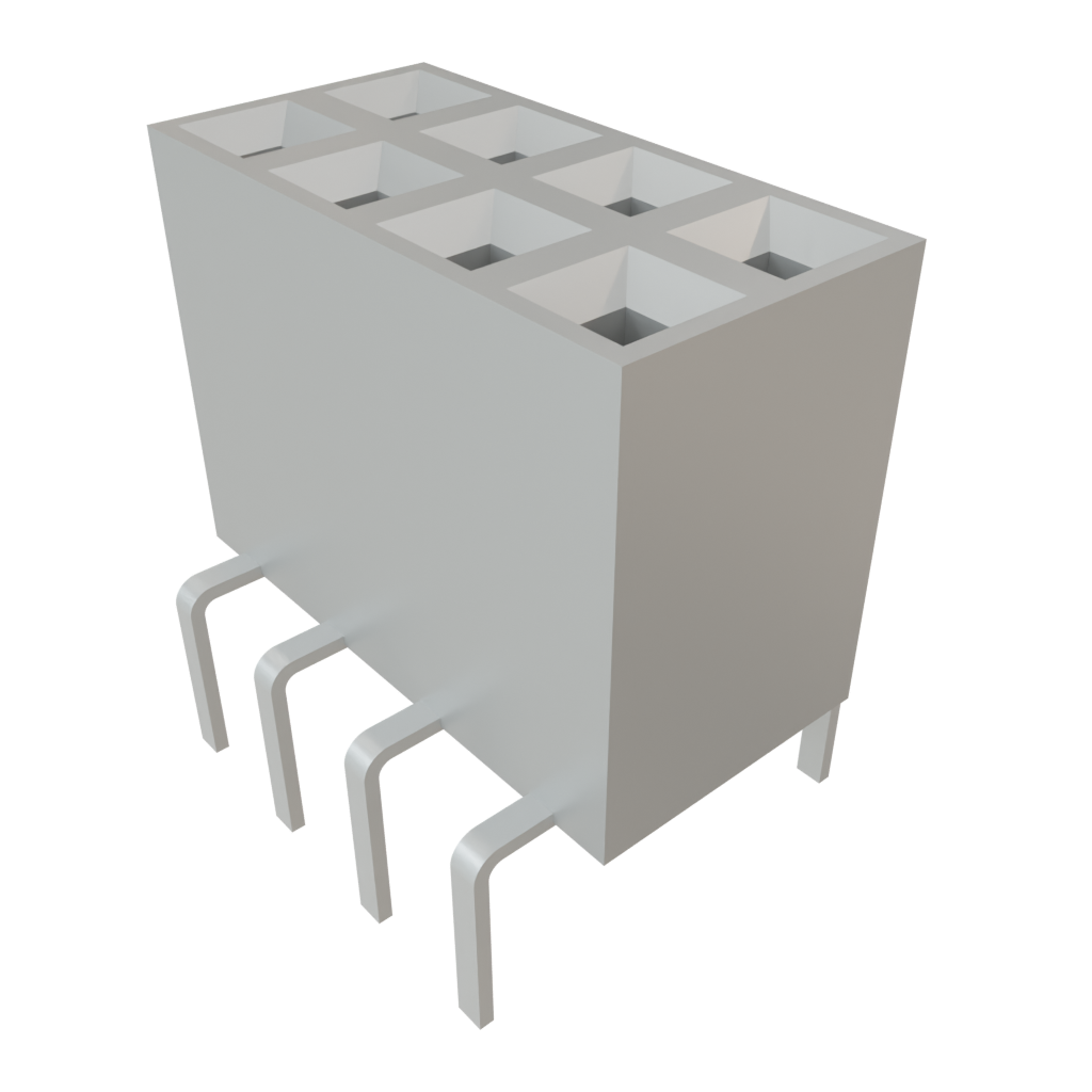Samtec-BCS-104-L-D-PE-BE Steckverbinderleisten und Leiterplattenbuchsen Conn Socket Strip SKT 8 POS 2.54mm Solder ST Bottom Entry Thru-Hole TIGER CLAW™ Layer