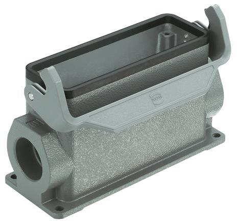 HARTING-09300240250 抽缩起动适配器 Surface Mount Housing 90° 24B Shell Size Powder Die Cast Aluminum Single Lock Han®