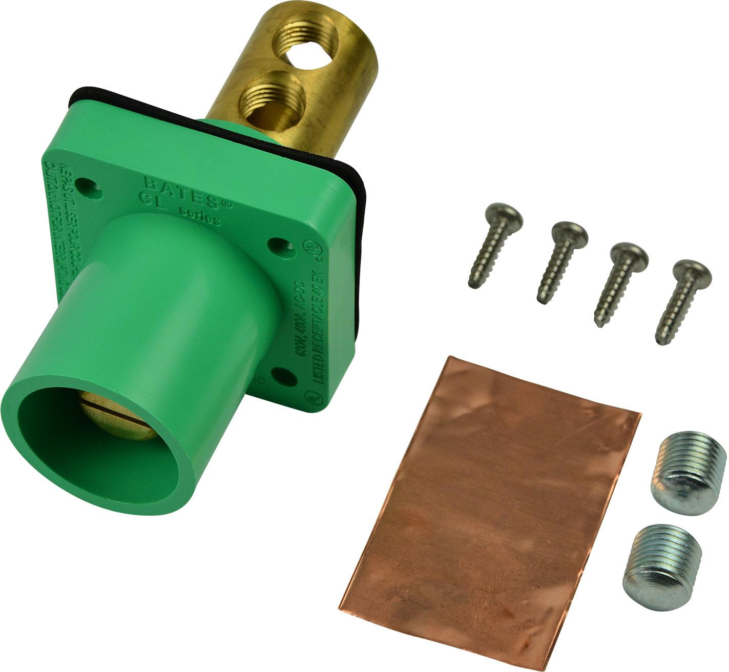 Marinco-CL20MRB-E Steckverbinder CL Series Panel Mount (400A / 600V) #2 - 2/0 AWG Male - Green (E)