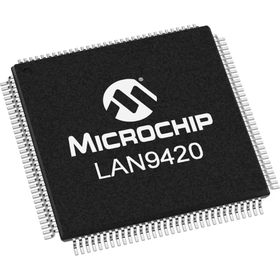 Microchip Technology-LAN9420-NU Ethernet-Controller Ethernet CTLR Single Chip 10Mbps/100Mbps 3.3V 128-Pin TQFP EP Tray