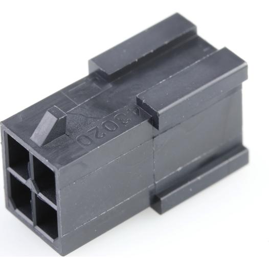 Molex-0430200401 Einzeladersteckverbinder, Gehäuse Conn Housing PL 4 POS 3mm Crimp ST Cable Mount Black Micro-Fit 3.0™ Bag