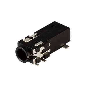 Same Sky (formerly CUI Devices)-SJ-43515TS-SMT-TR Connector Audio and Video Conn 3.5MM Audio Jack RCP 4 POS Solder RA SMD 6 Terminal 1 Port T/R