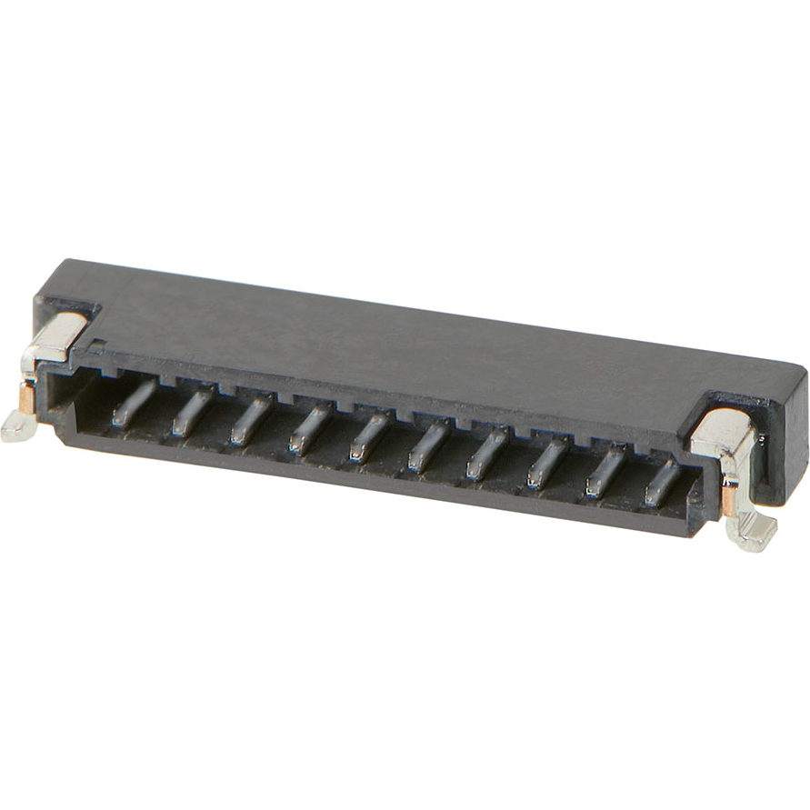 Molex-2147210100 Cabezales del conector y receptáculos PCB Conn Shrouded Header (4 Sides) HDR 10 POS 0.8mm Solder RA Side Entry SMD T/R