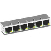 Pulse Electronics Corporation-JX8064D668ANL Raccordement téléphone et télécom Conn RJ-45 RCP 48 POS 2.54mm Solder RA Thru-Hole 72 Terminal 6 Port PulseJack™ Tray