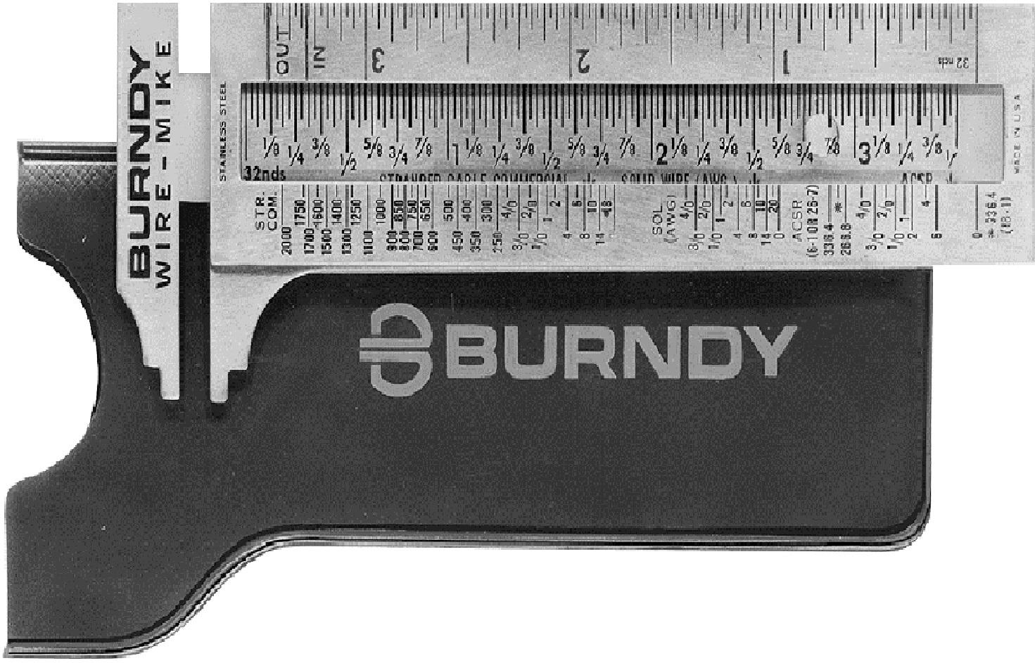 BURNDY-WIREMIKE Tools Other WIRE MIKE PROVIDES QUICK AND EASY IDENTIFICATION OF COMMONLY USED CONDUCTORS (ACSR STRANDED AND SOLID AWG)