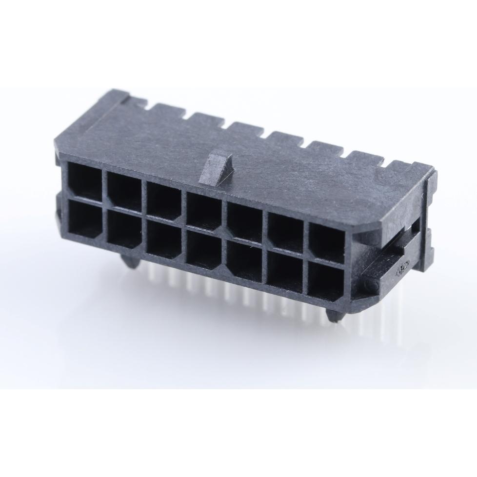 Molex-0430451401 Steckverbinderleisten und Leiterplattenbuchsen Conn Wire to Board HDR 14Power POS 3mm Solder RA Side Entry Thru-Hole Micro-Fit 3.0 Tray