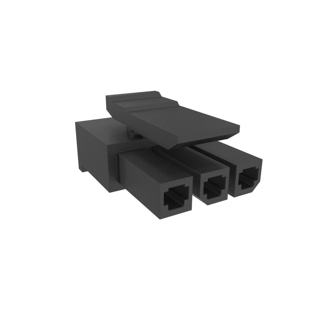 Amphenol Communications Solutions-10136653-03LF Einzeladersteckverbinder, Gehäuse Minitek® Pwr 3.0, Wire to Board connector, Receptacle Housing, Single row, 3 positions Non Glow Wire Compatible