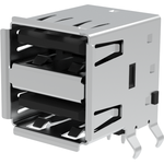 Amphenol Communications Solutions-GSB12211LRSEU Connector USB Conn USB 2.0 Type A RCP 8 POS 2.5mm/2mm Solder RA Thru-Hole 8 Terminal 2 Port Tray
