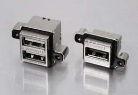 Amphenol Communications Solutions-MUSBC111M0 Connector USB Conn USB 2.0 Type A RCP 4/4 POS Solder RA Thru-Hole 8 Terminal 2 Port