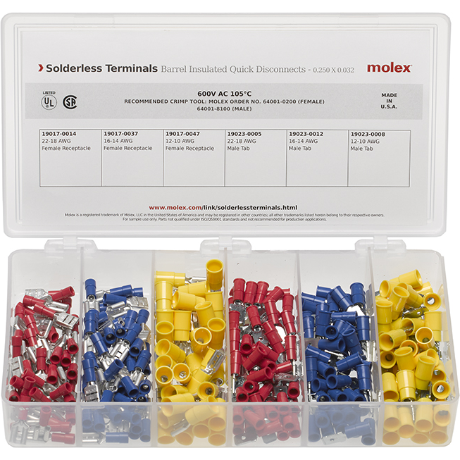 Molex-KIT-MX4 Kits de composants Solderless Terminals Kit, Partial Insulated Quick Disconnects