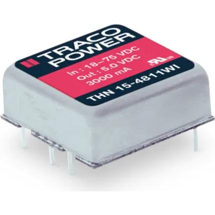 TRACO Electronic AG-THN 15-2422WI Convertidor de CC a CC y módulo del regulador de conmutación Module DC-DC 24VIN 2-OUT -12V/12V -0.625A/0.625A 15W 6-Pin
