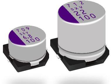 Panasonic-63SXV100M Aluminium-Polymer-Kondensator Cap Aluminum Polymer 100uF 63VDC 20%( 10 X 12.6mm) SMD 0.025 Ohm 1.03A 1000h 125°C T/R