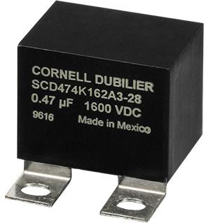 Illinois Capacitor-SCD155K162A3Z25-F Capacitor Film Cap Film 1.5uF 1600V PP 10%( 68.58 X 40.6 X 38.1mm) Screw Mount Lug 0.005 Ohm 85°C