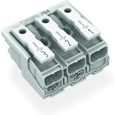 WAGO-294-5043 Steckverbinder Conn Power 3Power POS Spring Clamp ST Panel Mount 1 Port Foil