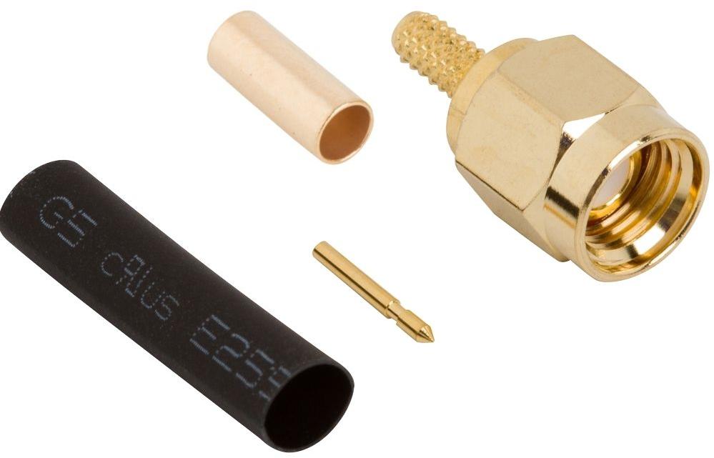 Amphenol RF-132114 RF-Steckverbinder Conn SMA 0Hz to 12.4GHz 50Ohm Crimp ST Cable Mount PL Gold Bag