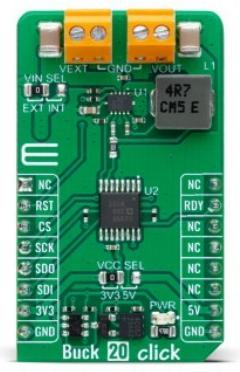 MikroElektronika-MIKROE-5533 Cartes et kits de développement de gestion de la puissance MP2316 DC to DC Converter and Switching Regulator Chip 1.3V to 5V Output Click Board