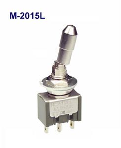 NKK Switches-M-2015L Switch Toggle Switch Toggle ON None (ON) SPDT Locking Lever Solder Lug 6A 250VAC 30VDC Panel Mount with Threads