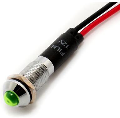 Mallory Sonalert Products-FL1M-8SW-1-G3V Panel Mount Indicators LED Panel Mount Indicator Uni-Color Green 10000mcd 2-Pin Bulk