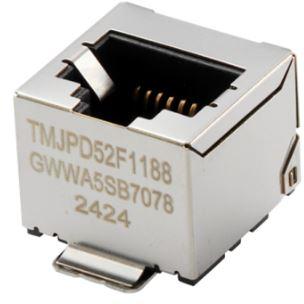 taoglas-TMJPD52F1188GWWA5SB7078 Steckverbinder, Telefon und Telekommunikation 1G Base-T Single Port RJ45 without magnetics. 8p8c Vertical with SMT mount