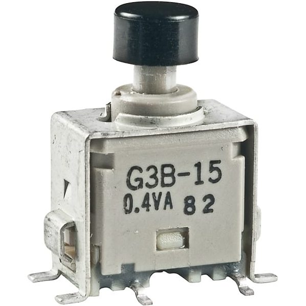 NKK Switches-G3B15AB-XA Switch Push Button Switch Push Button ON (ON) SPDT Round Plunger 0.1A 28VAC 28VDC 0.4VA Momentary SMD Gull Wing Tray