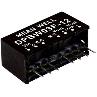 Mean Well Enterprises-DPBW03F-15 DC/DC-Wandler und Spannungsreglermodul Module DC-DC 24VIN 2-OUT -15V/15V -0.1A/0.1A 3W 7-Pin SIP Module Tube