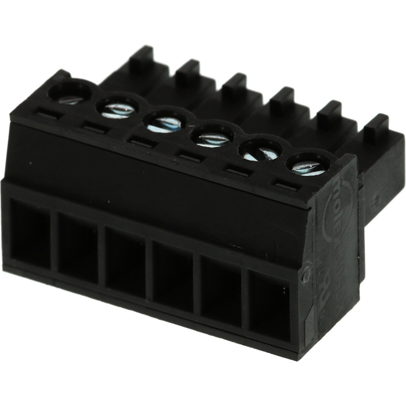 Molex-39500-0006 Bloques terminales del conector Conn PC Terminal Block F 6 POS 3.5mm Screw RA Cable Mount 8A/Contact Eurostyle™