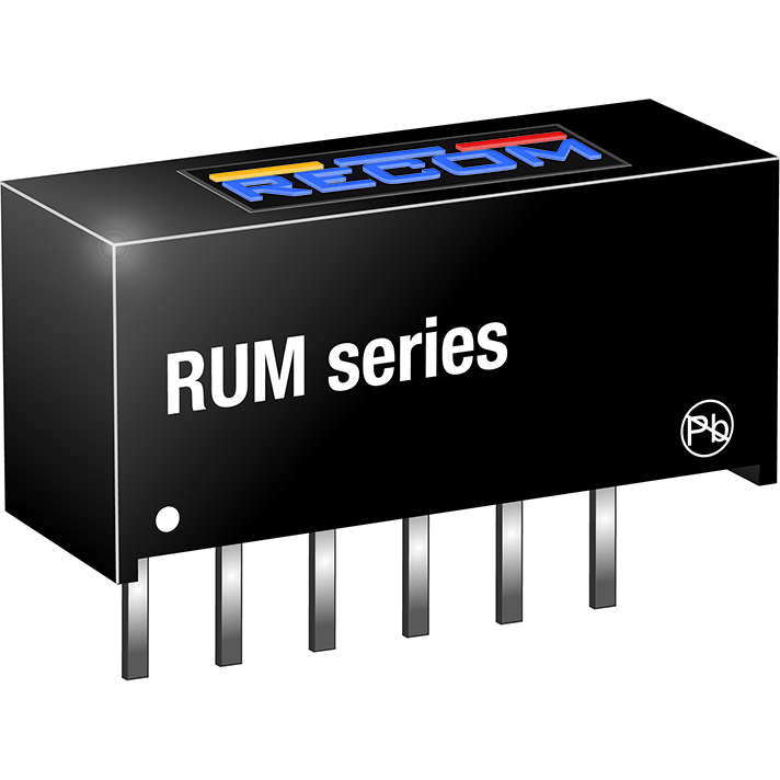 RECOM Power-RUM-3.30505 Convertisseur CC en CC et module de régulateur de commutation Module DC-DC 3.3VIN 2-OUT 5V/5V 0.1A/0.1A 1W 6-Pin SIP Tube