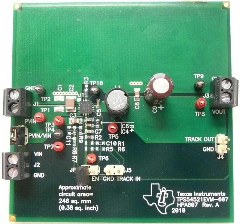 Texas Instruments-TPS54521EVM-607 Kit e schede di sviluppo gestione della potenza TPS54521 DC to DC Converter and Switching Regulator Chip 3.3V Output Evaluation Board