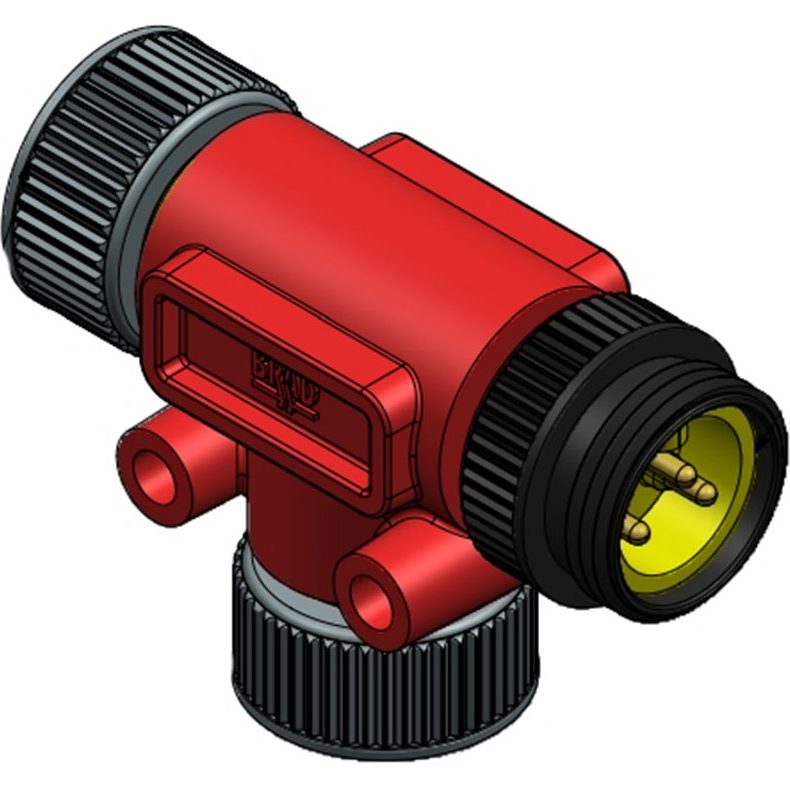 Molex-61056E null Brad Safety Mini- Change Drop Tee, 3 Pole, Female to Male with Female Drop, Red