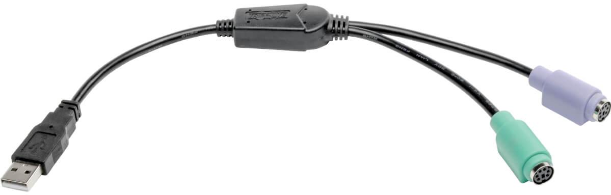 Eaton-U219-000-R Andere Kabelbaugruppen Cable Assembly Adapter 0.3m USB Type A to 2(PS/2) F-M