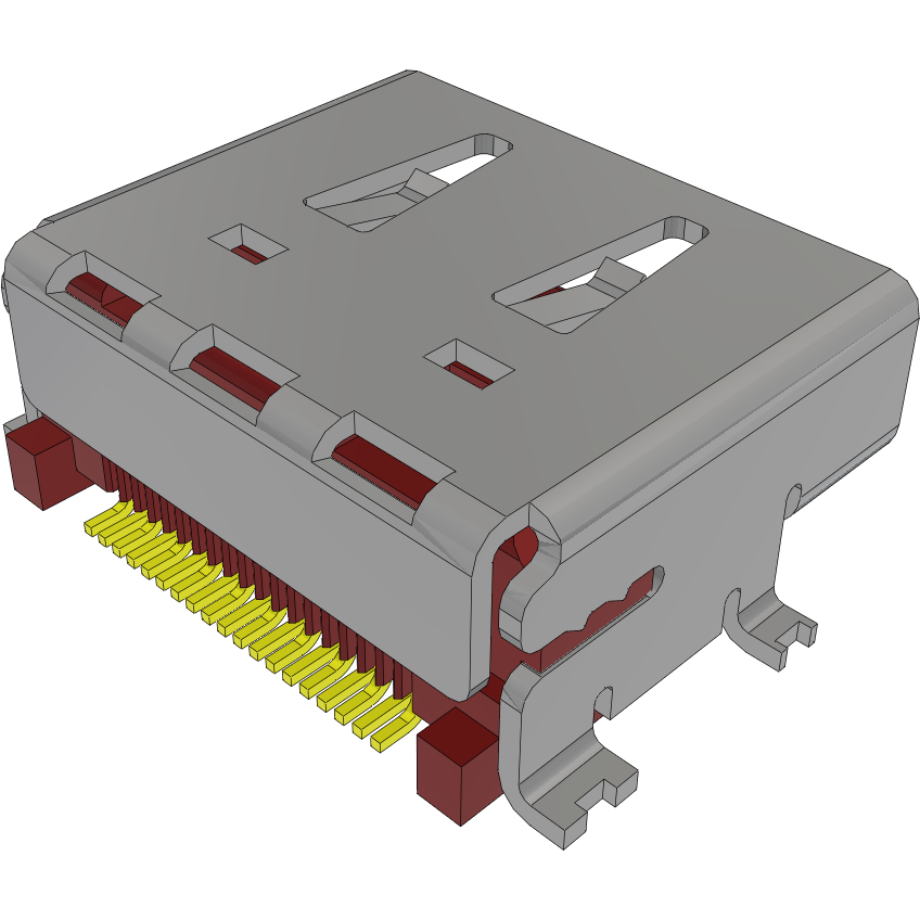 Samtec-HDMR-19-02-S-SM-TR Steckverbinder für Audio und Video Conn HDMI RCP 19 POS 0.5mm Solder RA SMD 19 Terminal 1 Port T/R